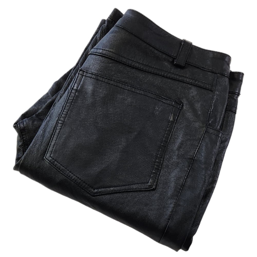 Newport News Styleworks Womens 12 30x30 100% Leather Line Straight Leg Pants VTG
